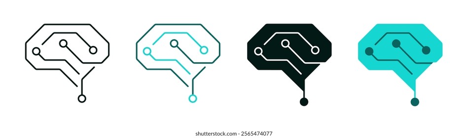 Deep Learning Icon. Artificial intelligence, Neural Networks, AI Learning, Machine Learning or Data Processing concept. Modern style technology logo set for web or mobile app. Editable vector stroke. 