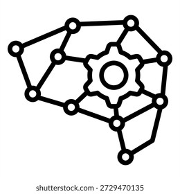 Icono de aprendizaje profundo - Estilo negro de los iconos del contorno para la Tecnología artificial y de la IA