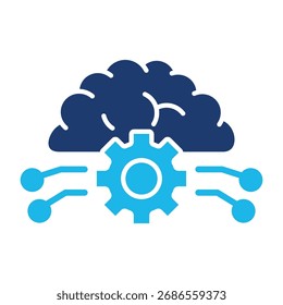 Ícone De Aprendizagem Profunda Em Design Plano Monocromático Azul, Ilustração De Vetor