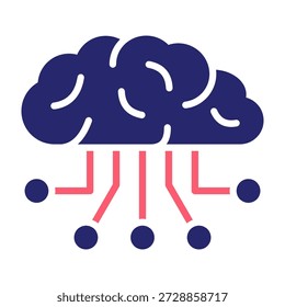 Icono de aprendizaje profundo Color Relleno Estilo Ilustración vectorial
