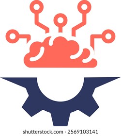 Deep Learning Icon Glyph Color Vector Illustration