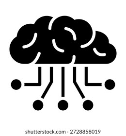 Ilustração de vetor de estilo de glifo de ícone de aprendizagem profunda