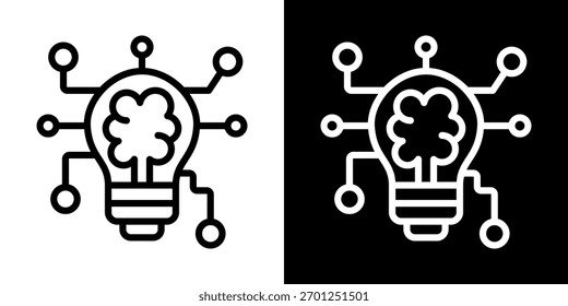 Ícone De Aprendizagem Profunda Da Ilustração De Vetor De Estilo Preto E Branco De Linha