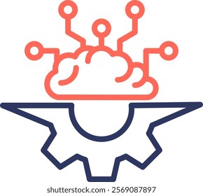 Deep Learning Icon Line Color Vector Illustration