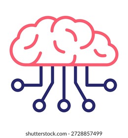 Ilustração de vetor de estilo de cor de linha de ícone de aprendizado profundo