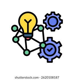 Deep Learning Icon Lineal Color Vector Illustration