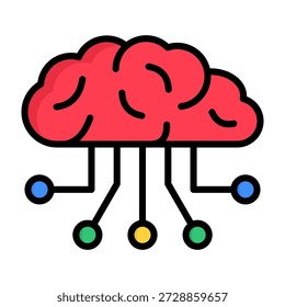 Ícone de aprendizado profundo Ilustração de vetor de estilo de cor linear
