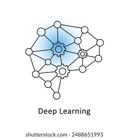 Icono de aprendizaje profundo: redes neuronales, modelos de aprendizaje de IA, aprendizaje automático, IA avanzada, procesamiento de datos.