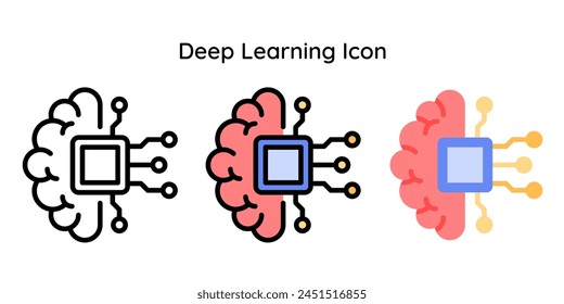 Deep Learning Icon Related to Interne of Things. Line, Line Color, Flat Style.