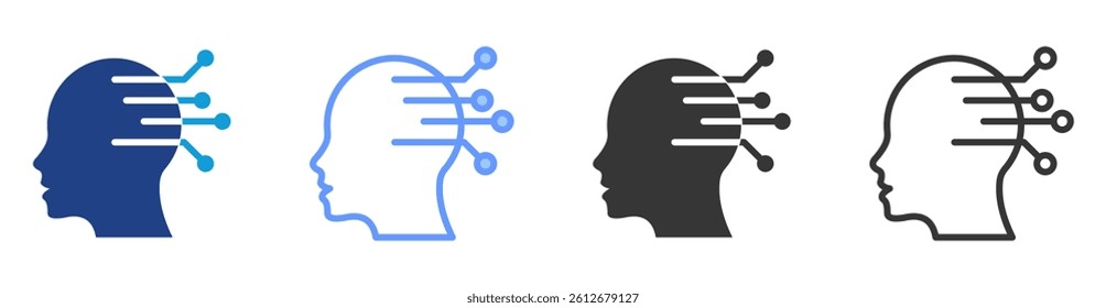 Deep learning icon set multiple style collection