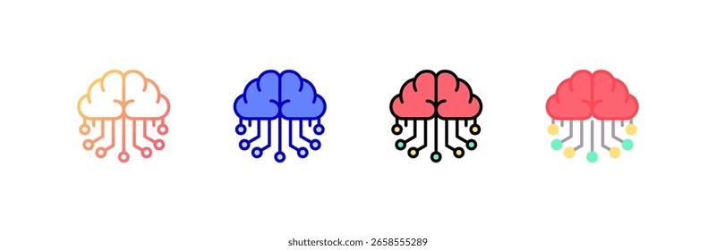 Deep Learning icon set multiple style collection