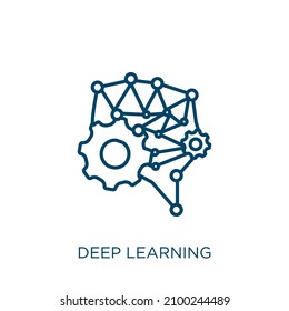 deep learning icon. Thin linear deep learning outline icon isolated on white background. Line vector deep learning sign, symbol for web and mobile