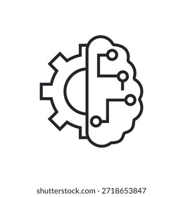 Contorno de iconos de aprendizaje profundo y estilo plano, fondo transparente	