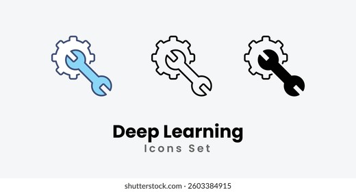 Deep Learning icons vector set stock illustration