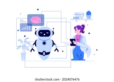 Deep Learning Illustration Concept Flat Illustration Stock Vector ...