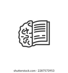 Deep learning line icon. linear style sign for mobile concept and web design. Brain and book outline vector icon. Symbol, logo illustration. Vector graphics