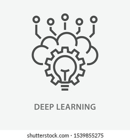 Deep learning line icon on white background. Vector illustration.