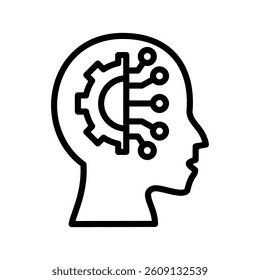 Deep Learning Line Vector Illustration On White Background.