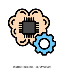 ícone de cor de contorno da ilustração mini do aprendizado profundo, use para o aprendizado de máquina, educação, indústria da tecnologia, UI, kit do UX, o desenvolvimento do aplicativo e da web, digital ou impresso.