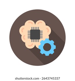 Deep Learning mini illustration rounded flat color icon, use for machine learning, education, technology industry, UI, UX kit, app and web development, digital or print.