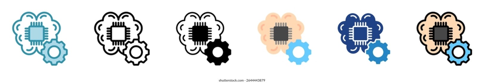 Deep Learning multi style, mini illustration icon set. outline, flat, glyph, line color. vector for UI, UX, app, web, digital or print, related to machine learning, technology, education, industry.