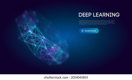 Deep learning science technology background. Network communication ai deep learning. Vector illustration.