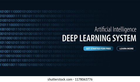 Deep Learning System. Banner for Social Media. Vector Illustration