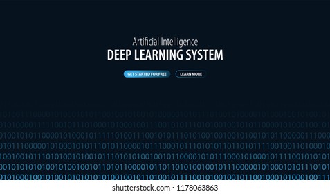 Deep Learning System. Website or mobile app landing page. Vector Illustration