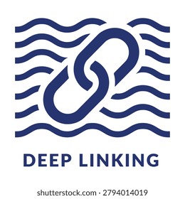 Deep linking icon with waves background, vector illustration