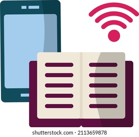Deep Machine Learning Concept, Book With Tab And Wifi Signal Vector Icon Design, Internet Of Things Symbol, Universal Object Interaction Sign, IoT And Automation Stock Illustration, 