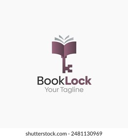 A deep maroon open book icon with fanned page edges and a bookmark ribbon tops a key shape, blending literature and library themes with secure access branding. The detailed page lines and rich maroon-brown tone feel scholarly and refined. Suited for library membership access, bookstore security platforms, educational institution brands, or reading subscription service identities.