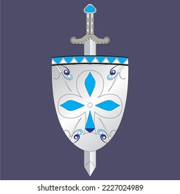 Deep Navy Blue background with abstract tribe sword
