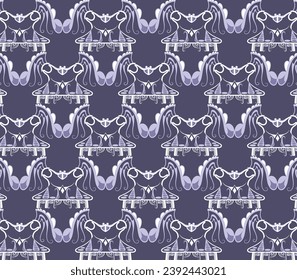 Deep Navy Blue background with repeated purple abstract design