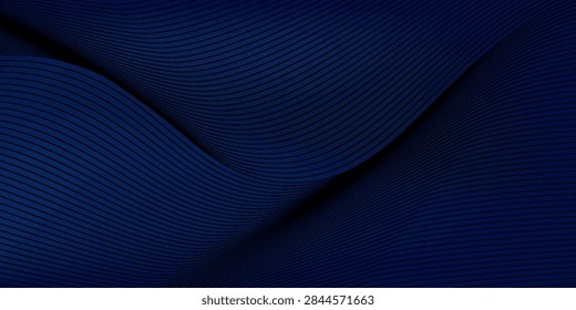 Deep Navy Blue Smooth Wave Line Texture eps 10