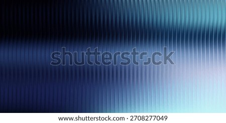 Deep navy to ice blue gradient, fluted ripple glass texture, glossy vertical ribs, soft haze at edges, moody abstract background. Vector illustration