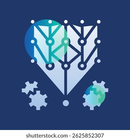 Deep Neural Network glassmorphism illustration. Transparency blur elements. Ui layered design. Vector isolated element. 