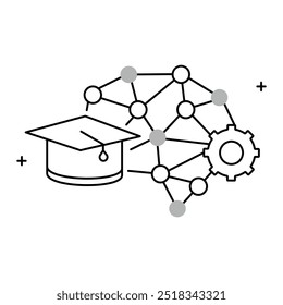 Redes neuronales profundas y diseño de íconos de Vector de IA, redes neuronales, ciencia de datos, algoritmos de IA, sistemas inteligentes, tecnología de IA