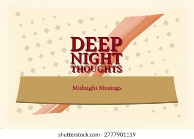 DEEP NIGHT THOUGHTS halloween wicked royalty typography layered line backdrop, arrow burst, shadowed lettering, cloud band, varied square texture, multi stroke border with ancient bone, tarnished gold, fire curse, vampire ruby
