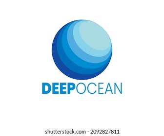 deep Ocean in a circle. Simple and modern logo design.