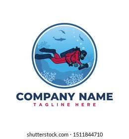Deep Ocean Diver Logo Template