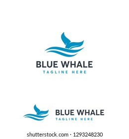Deep Ocean logo designs vector, Blue Whale Tail logo designs template