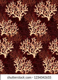Deep old invertebrate Anthozoa Cnidaria polyp bush isolated on black backdrop. Freehand outline ink hand drawn picture sketchy in art retro scribble style pen on paper. View closeup