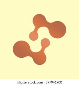 Deep orange Lava logo. Molecular structure logo on the orange background