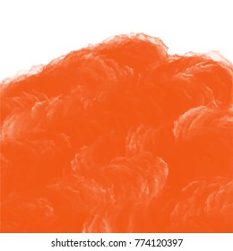 deep orange watercolor cloud pattern with white rimmed areas on white background, vector illustration