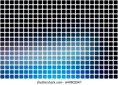 Deep and pale blue vector abstract mosaic background with rounded corners square tiles over white