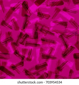 Deep pink chaotic striped seamless pattern with hand drawn brush strokes.