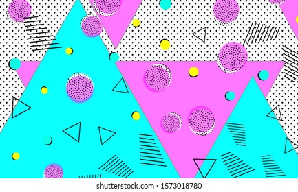 Deep Pink Doodle Flyer. Cyan Triangle Fashion. Grunge Ornament. Colorful Illustration. Pink Summer Template. Funky Artwork. Navy Geometric Art.