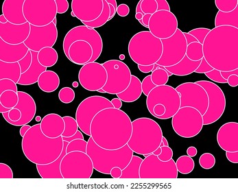 deep pink shapes pattern over black useful as a background