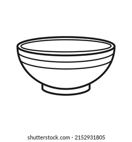 Deep plate. A bowl. Soup bowl. Coloring page. Black and white vector illustration. Icon.