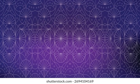 Gradiente Roxo Profundo com Padrão Art Deco Geométrico Repetitivo